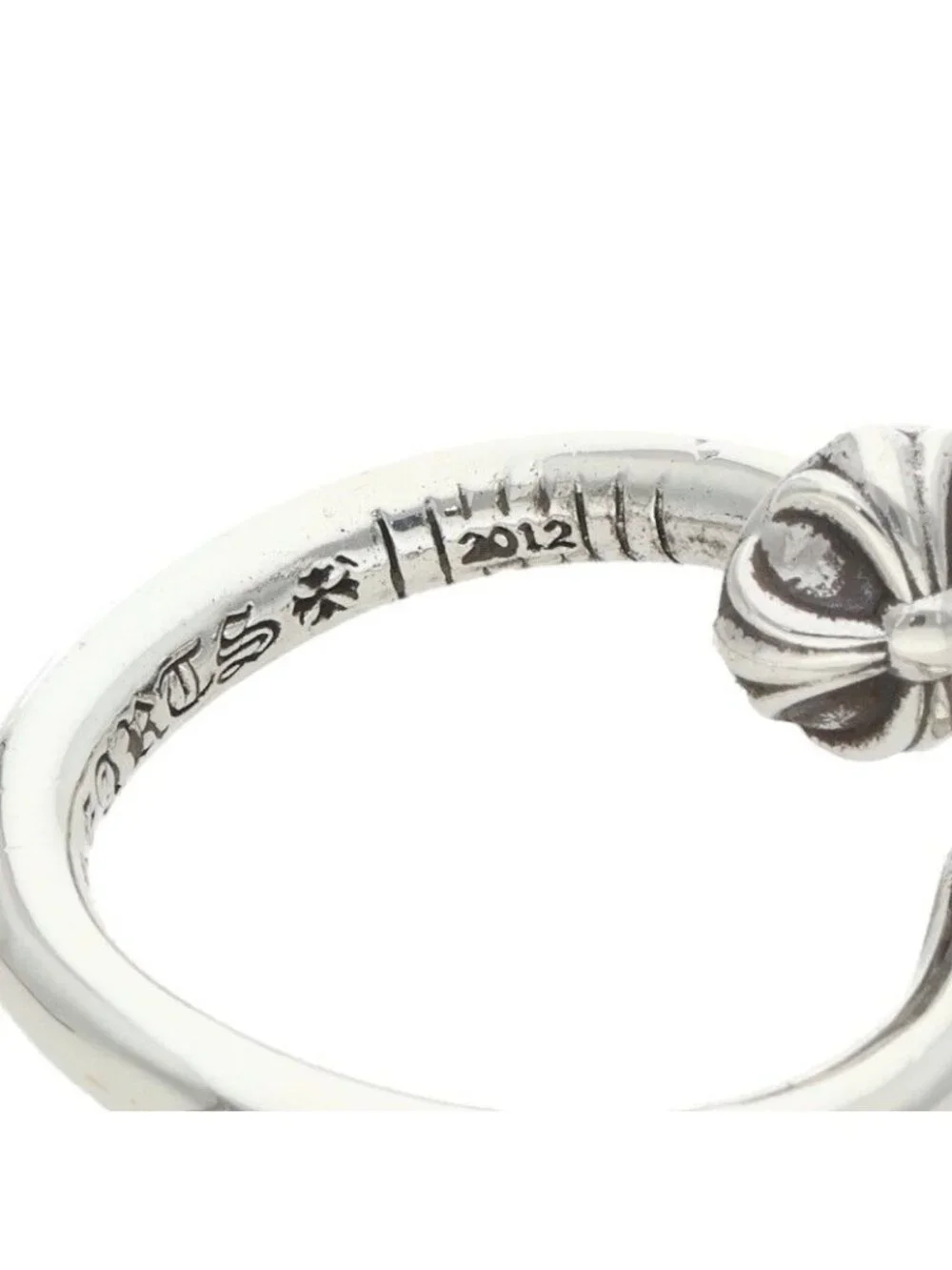 Chrome Hearts Nail Crsball Cross Ball Silver Ring